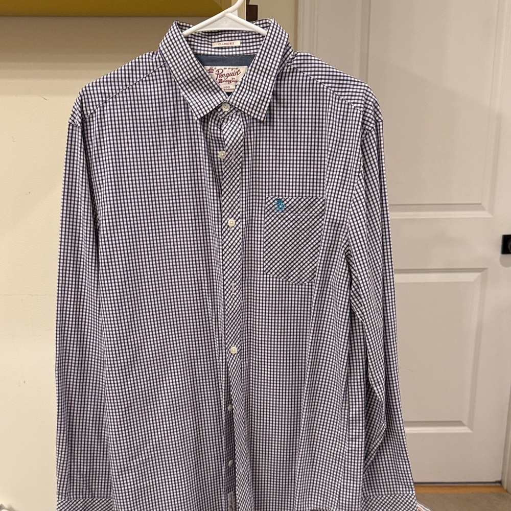 Original Penguin Blue Checkered Button Down Shirt